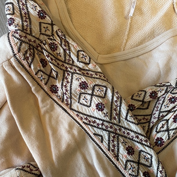 Free People Cream and Black Embroidered Sweatshirt - Picture 8 of 11